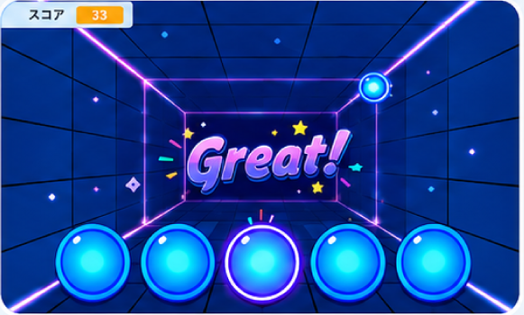 リズムゲームの画面